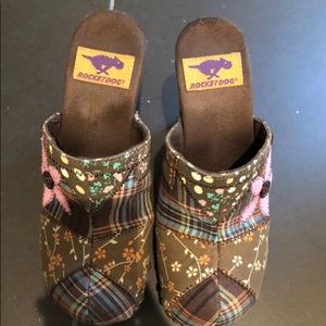 Patchwork Platform Clogs